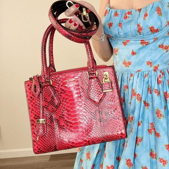 Michael Kors Red Python Casey Satchel - Crimson - Picture 7 of 7